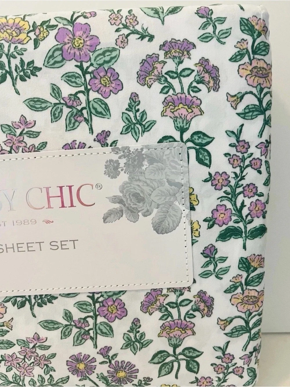 Shabby Chic Full Size Mountain Floral Sheet Set Purple Pink Yellow Flowers